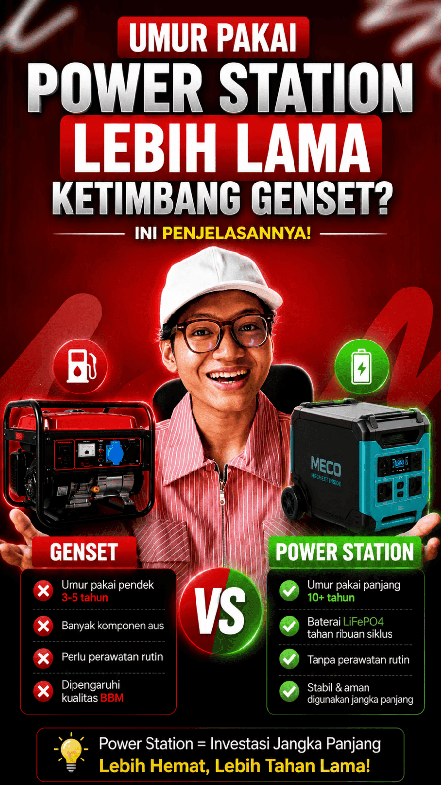 Keberlangsungan Umur Pakai Genset dan Portable Power Station